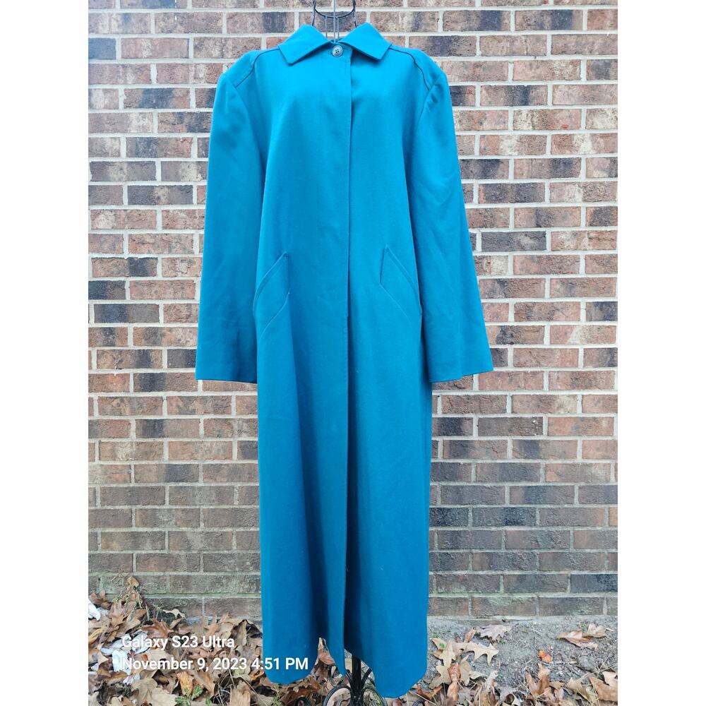 Pendleton 100% Virgin Wool Teal Trench Coat Blue Green Vintage Women's size 12